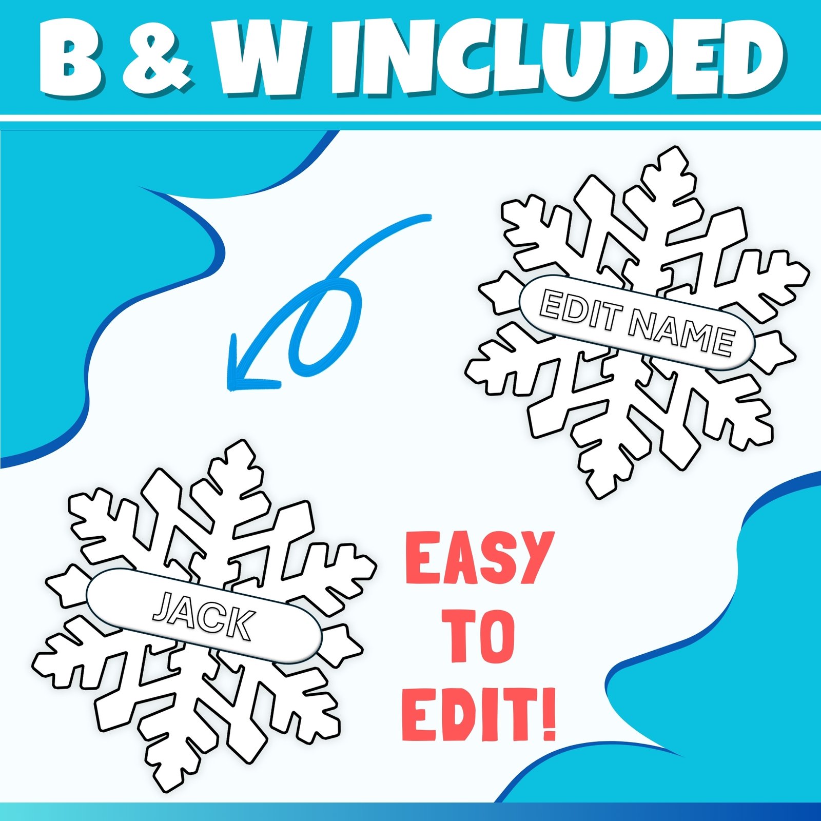 30 exciting editable snowflake name tags activity & creative